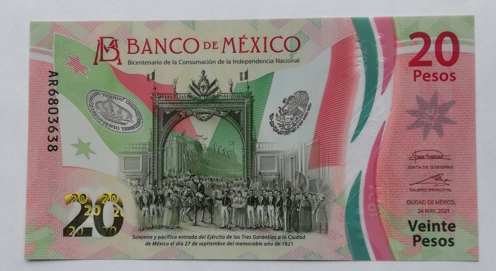 Meksyk 20 peso 2021 plastik