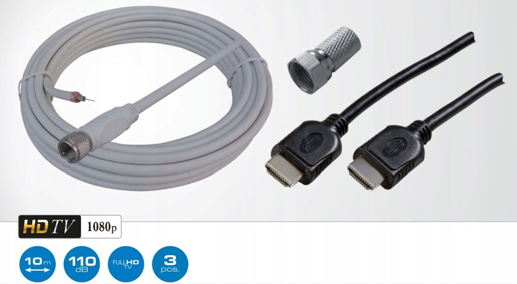Zestaw Schwaiger Kabel antenowy 10m + HDMI 1,5m /W