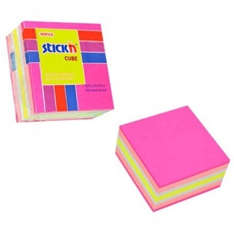 Bloczek STICK"N 51x51mm różowy-mix neon i pas