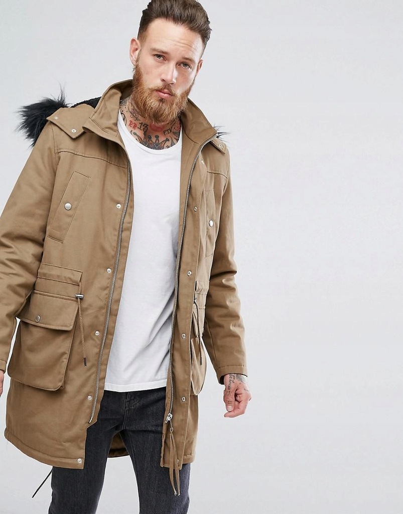 ASOS__XDI BRĄZOWA KURTKA PARKA Z KAPTUREM__M