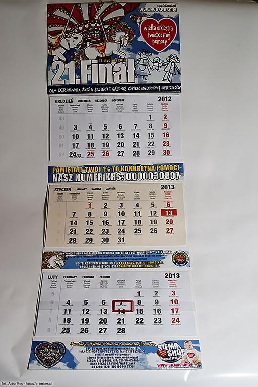 Ważne daty na ścianie Kalendarz ścienny 21. Finału