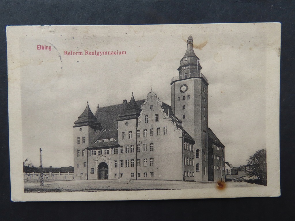 Stara pocztówka Elbląg, szkoła 1913 rok