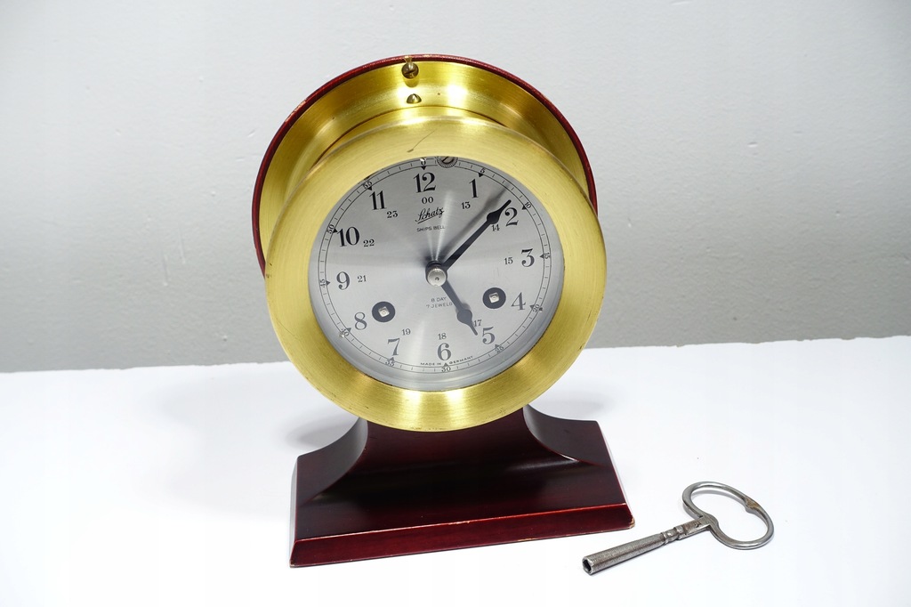 Klasyczny Nakręcany Zegar Okrętowy SCHATZ 8 Dniowy bijący Rzadki Model