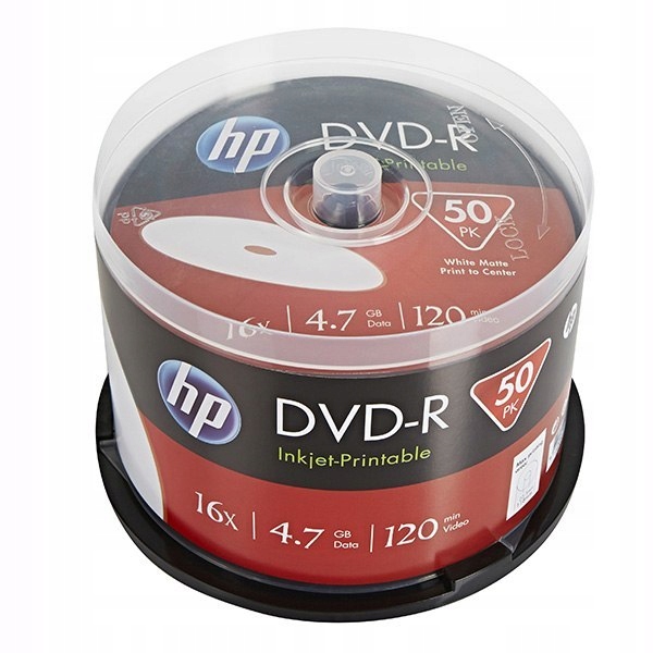 HP DVD-R, Printable, DME00025WIP-3, 4.7GB, 16x, spindle, 50-pack, 12cm, do