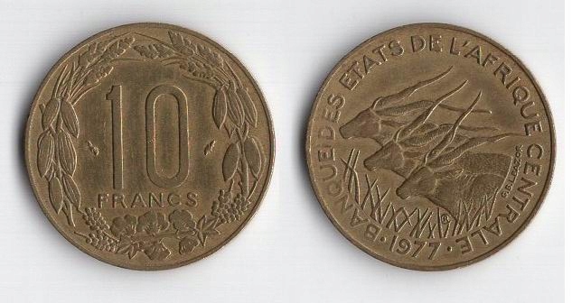 UNIA AFRYKI CENTRALNEJ 1977 10 FRANCS