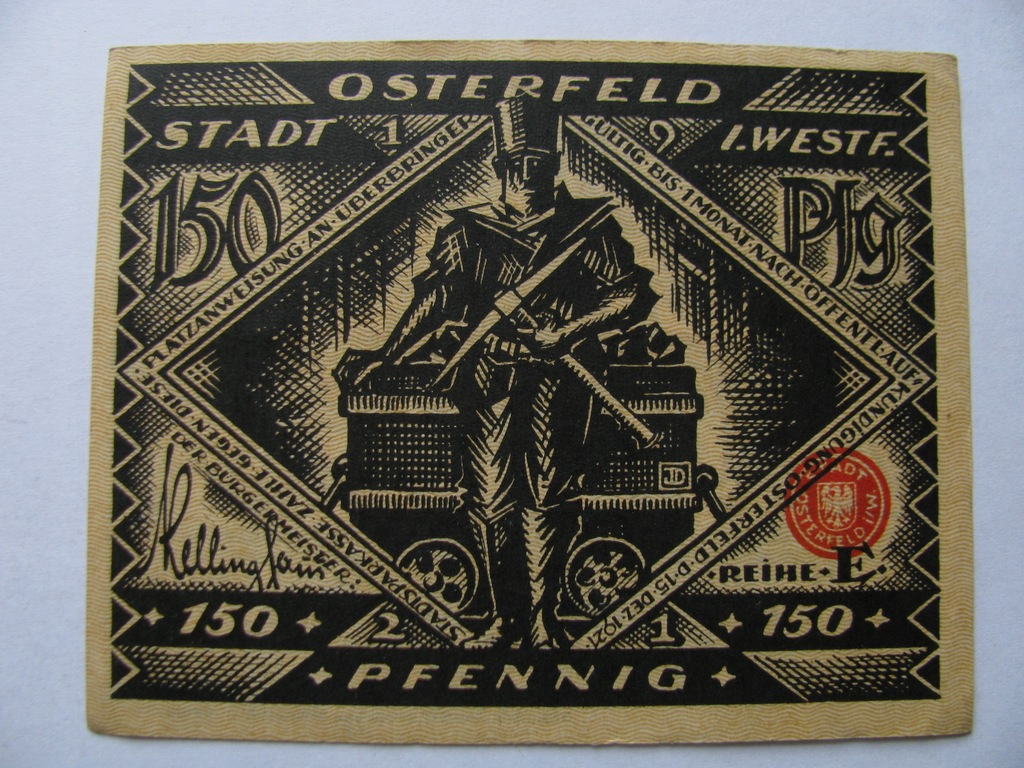 BANKNOT NOTGELD 150 PFENNIG 1921 OSTERFELD #208