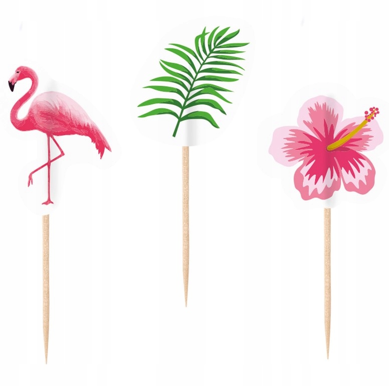 20 pikery Flamingo Paradise drewniane 7,5 cm