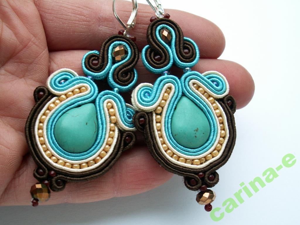 kolczyki sutasz *SOUTACHE* turkus