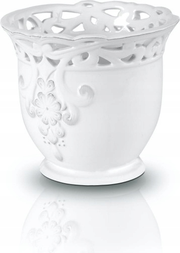 Donica osłonka biała ceramika z ornamentem 20cm