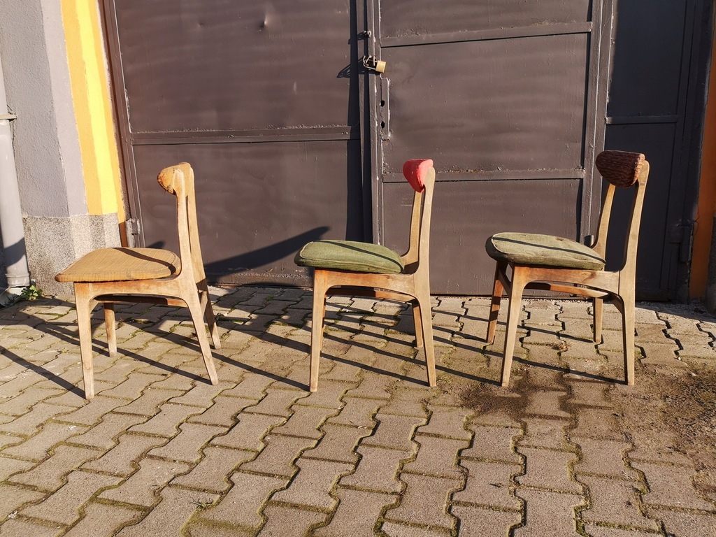 3 Krzesła Hałas + 1 gratis - Design PRL Vintage