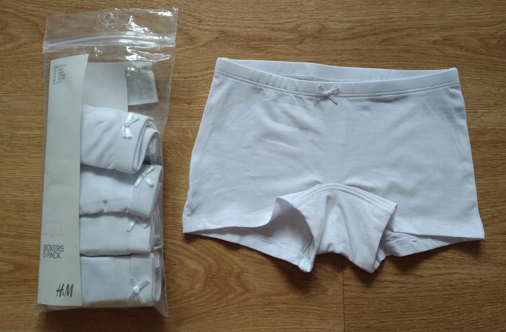 H&M 5-pack majtki bokserki białe r.110/116