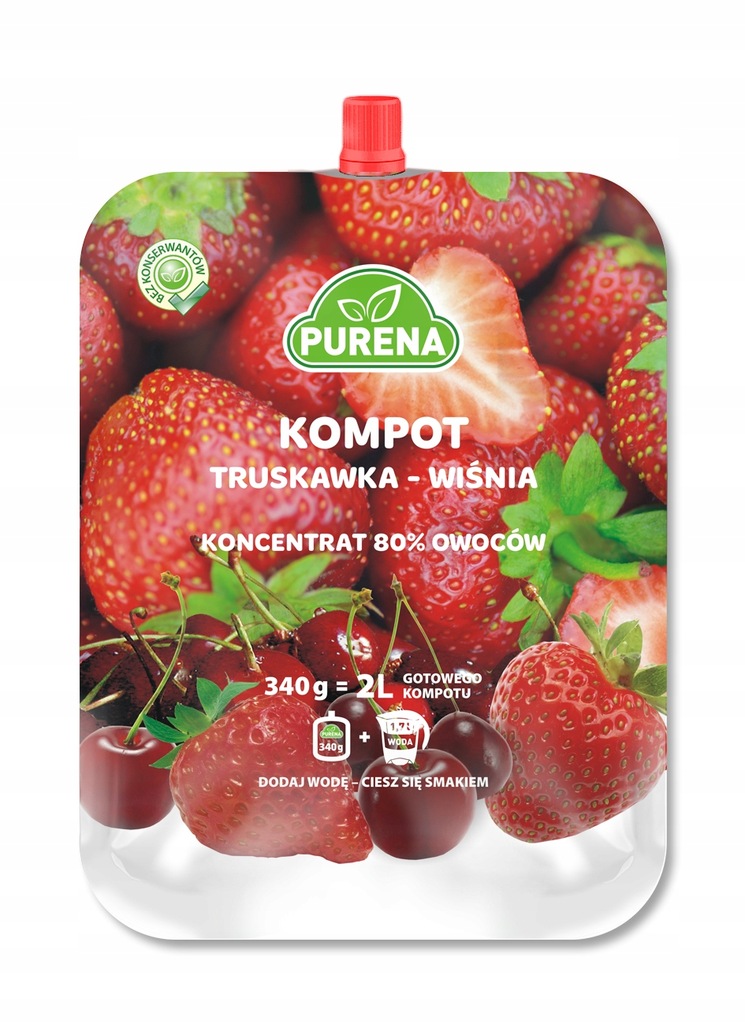 Kompot truskawka-wiśnia (koncentrat)PURENA 2l/340g