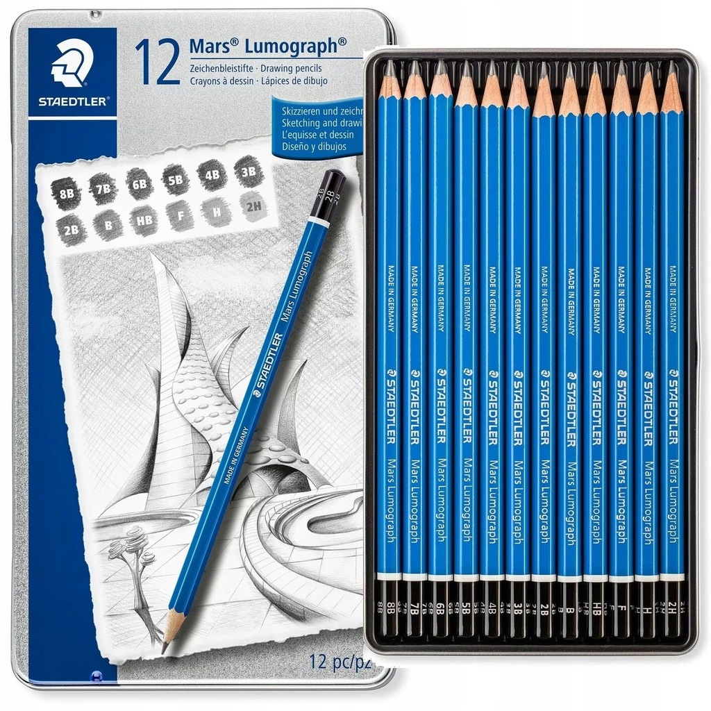 STAEDTLER Zestaw ołówków Lumograph 8B-2H 12 sztuk