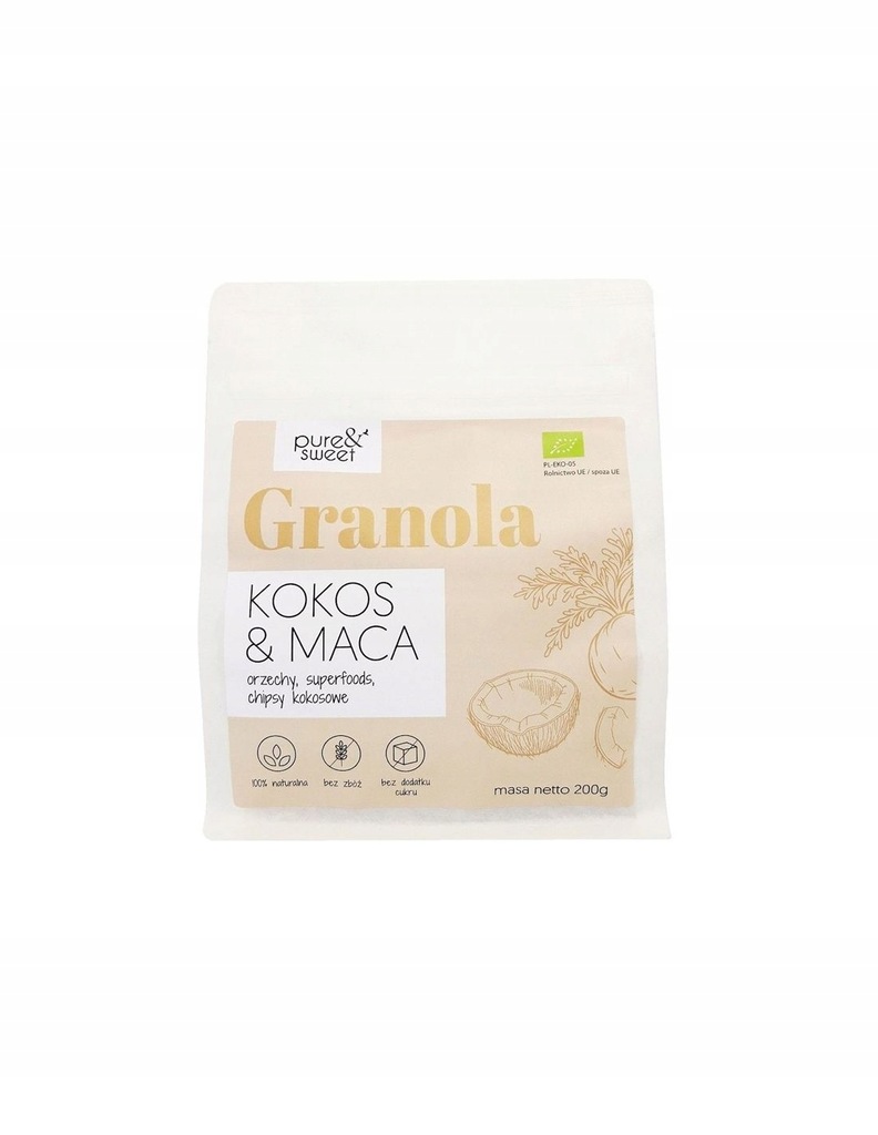 Granola kokos+maca 200g PURE SWEET BIO