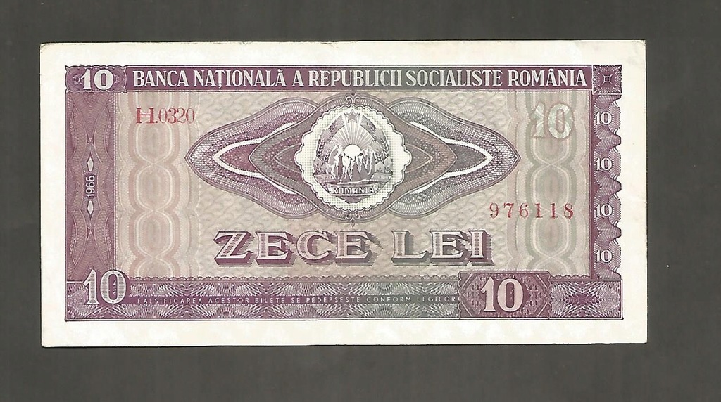 BANKNOT Rumunia -- 10 Lei -- 1966 rok