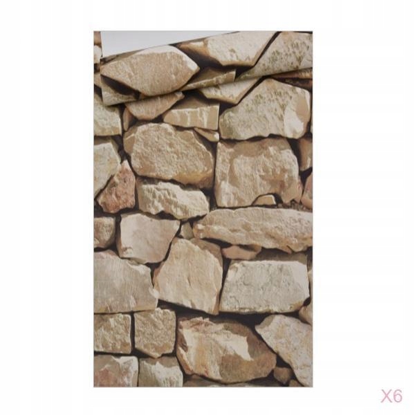 6Pieces 3D Retro Rocks Stone Wall Sticker Backdrop