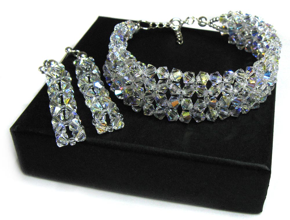 Komplet ślubny z kryształów Crystal AB Luxury