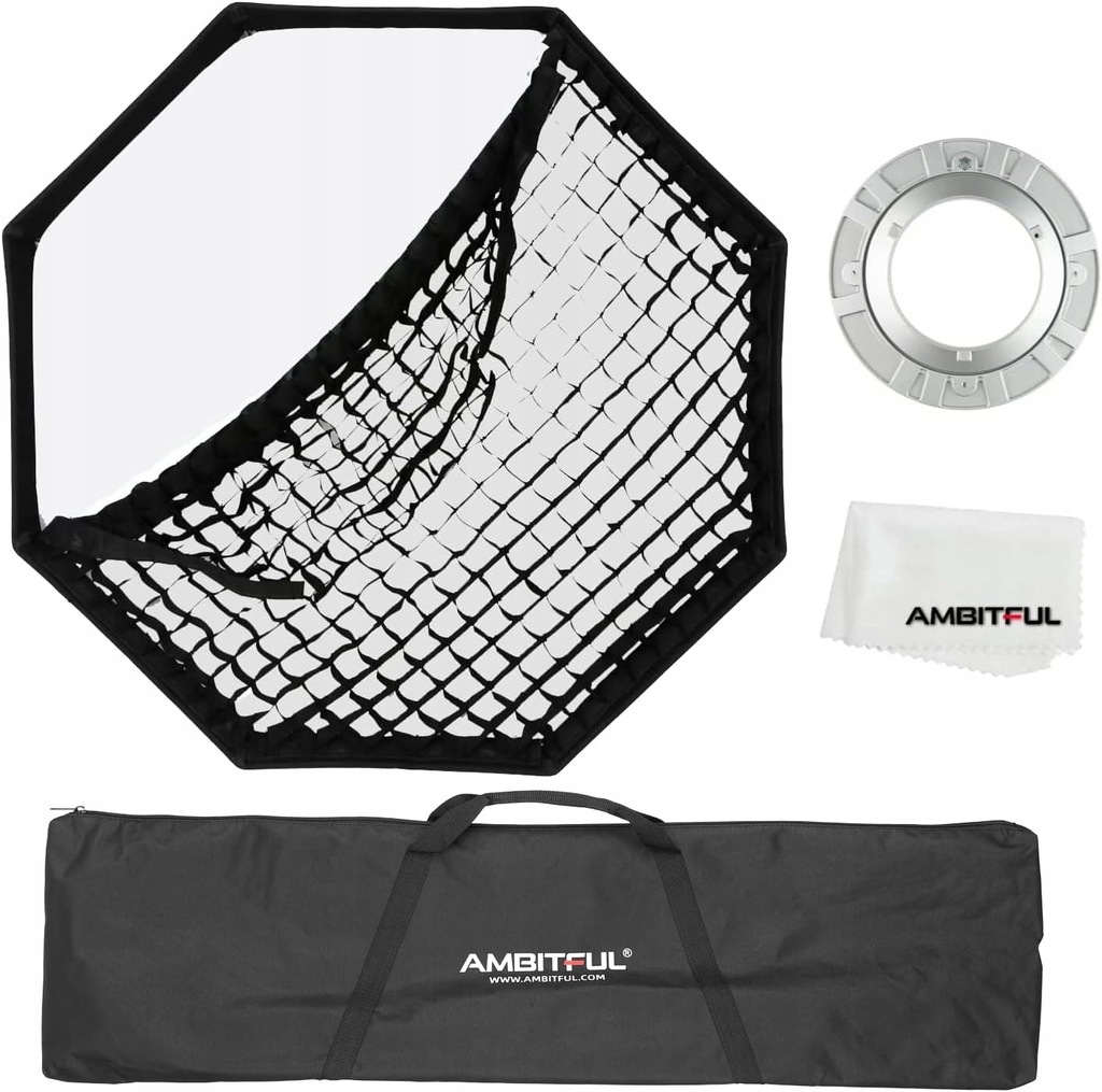 AMBITFUL Softbox do lampy Octagon 120 cm Bowens z siatką Honeycomb i torbą