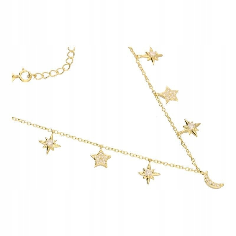 NASZYJNIK CHOKER KSIĘŻYC GWIAZDY SREBRO 24K 41161