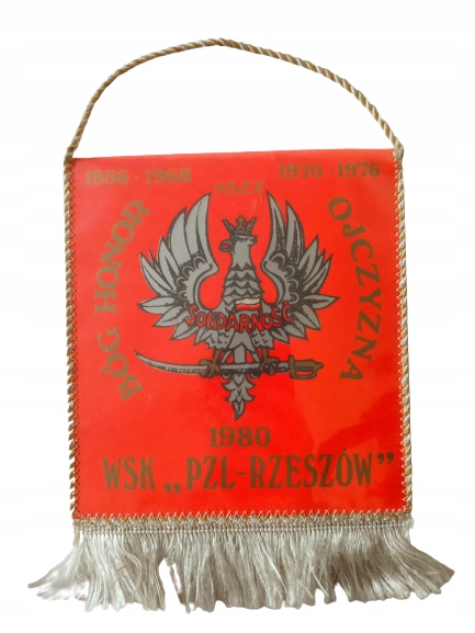 Proporczyk Bóg Honor Ojczyzna WSK Rzeszów 1980 r.