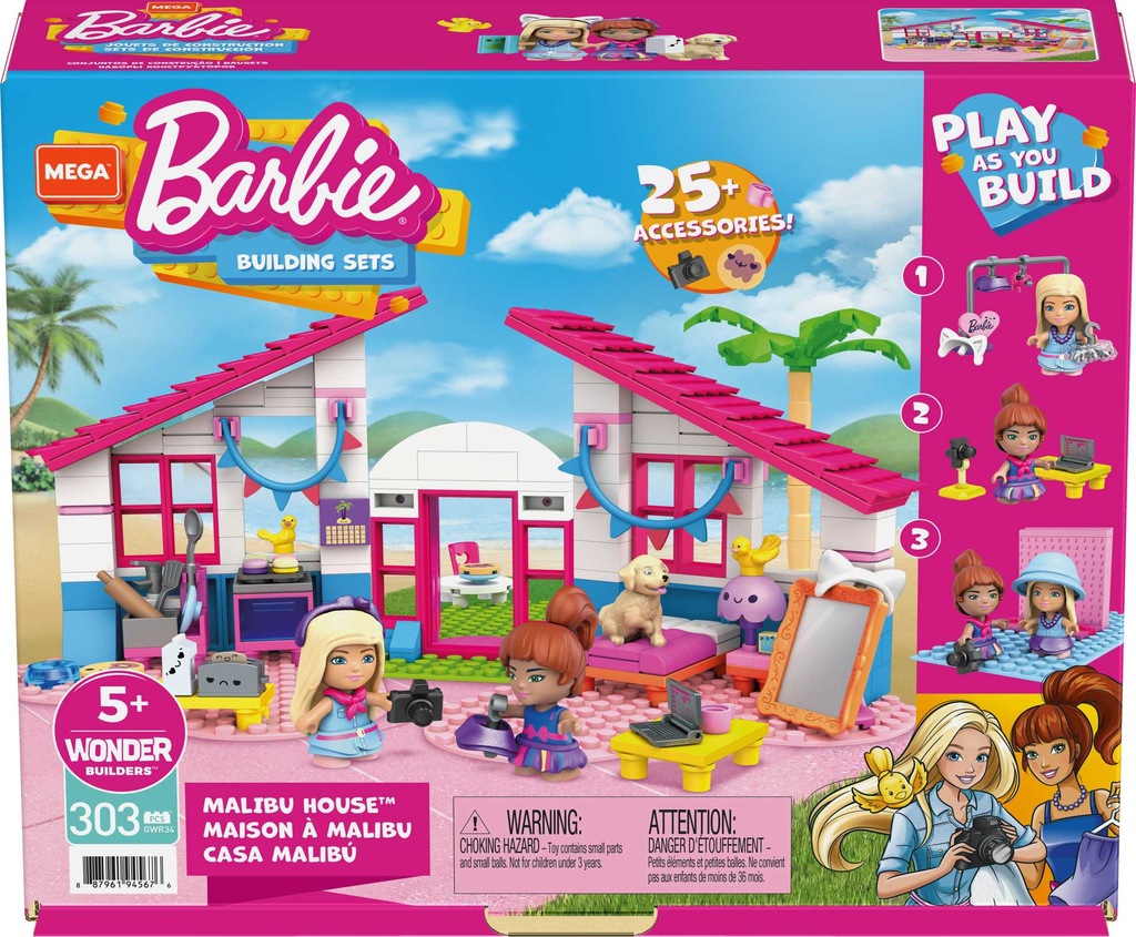 Mattel Mega Barbie Dom w Malibu Zestaw klocków + 2 figurki
