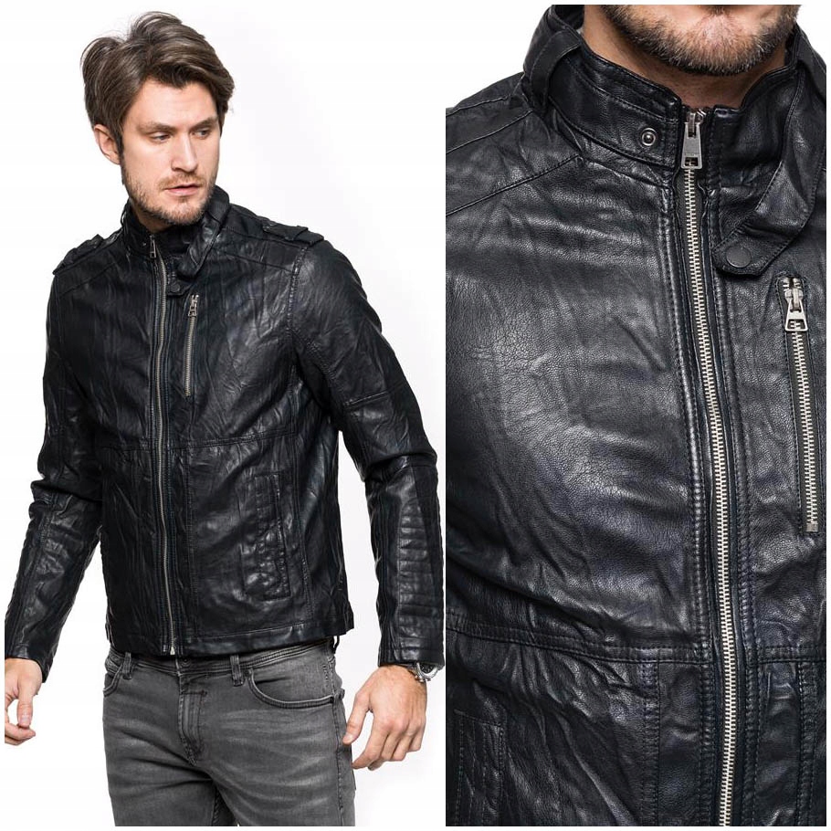 TOM TAILOR LEATHER JACKET MĘSKA KURTKA SKÓRZANA XL