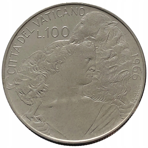 55717. Watykan - 100 lirów - 1966 r.