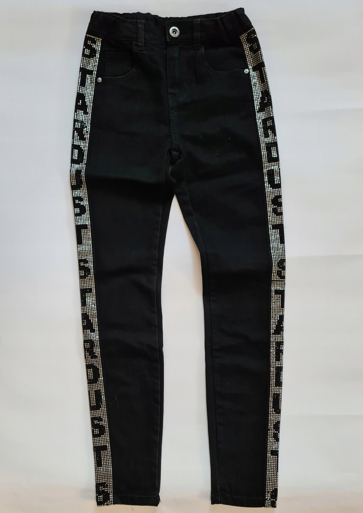 Reserved jeansy czarne z cekinami 152