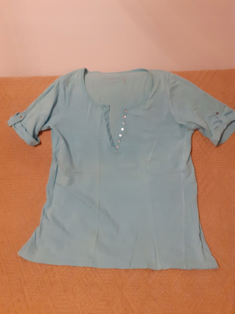 Koszulka t-shirt błękitny kappahl 48 50 guziki