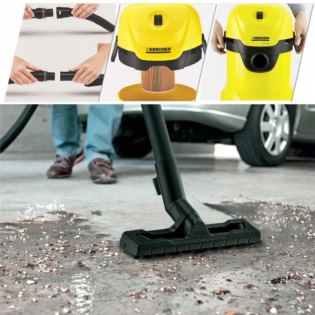 Купить ПРОМЫШЛЕННЫЙ ПЫЛЕСОС KARCHER WD3 БЕЗМЕШКА 1400ВТ: отзывы, фото, характеристики в интерне-магазине Aredi.ru