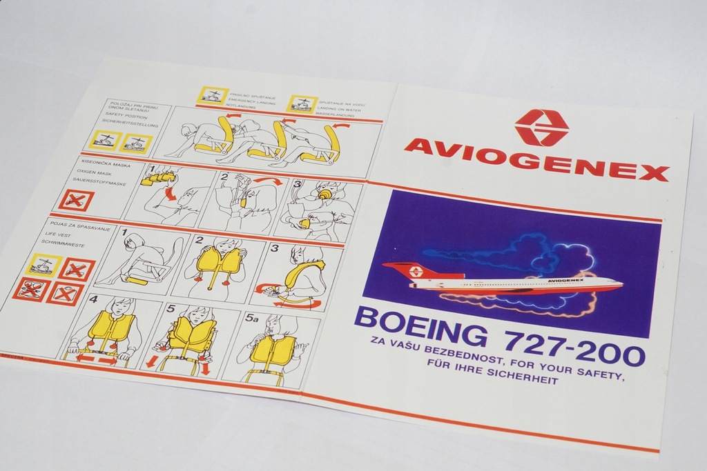Aviogenex Safety Card Boeing 727-200