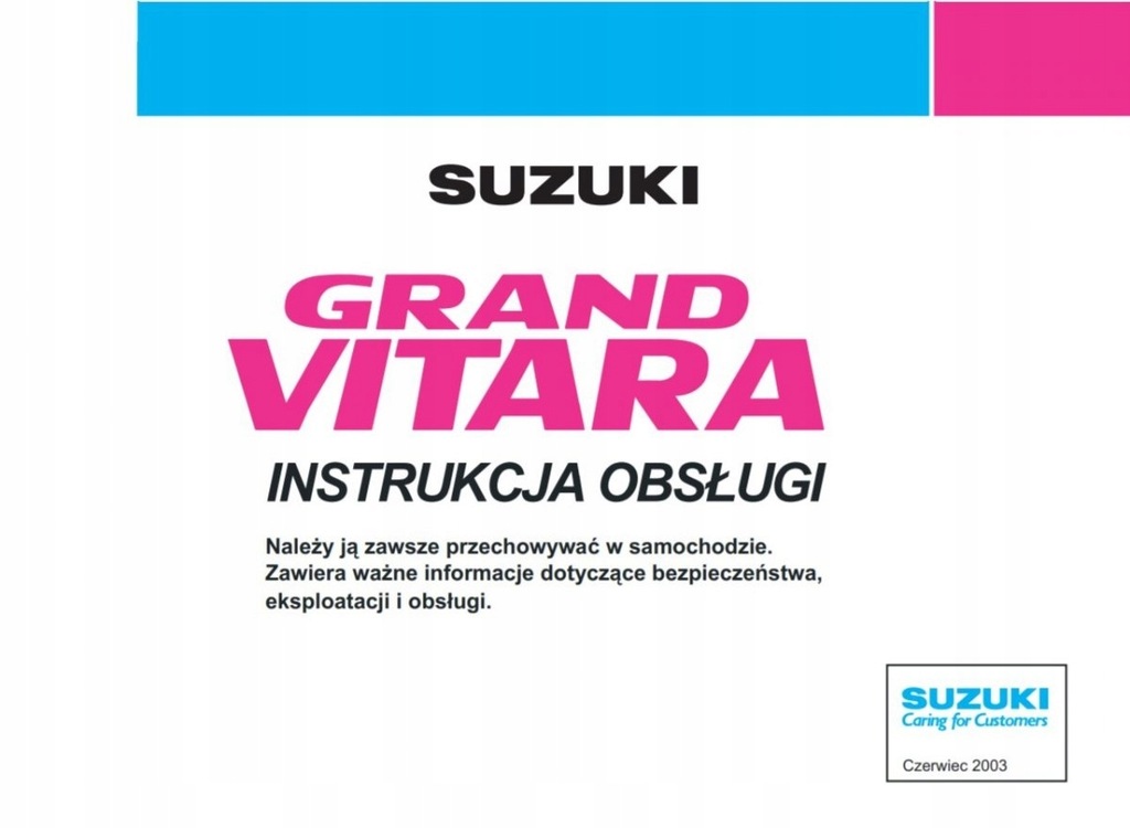 Suzuki Grand Vitara 3d 5d XL7 98-05 Instrukcja Obs