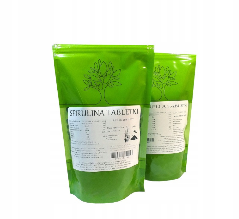 Zestaw Spirulina i Chlorella 2*250g algi tabletki 9343913515