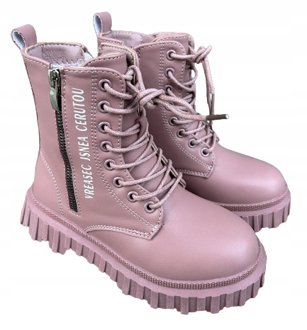 Buty trapery zimowe dziewczęce workery ocieplane różowy 33