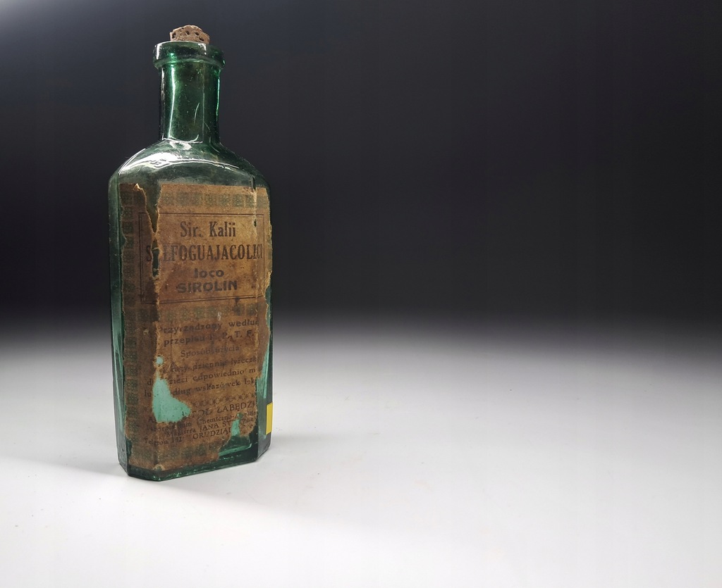STARA BUTELKA APTECZNA SYROP SIROLIN APTEKA POD ŁABEDZIEM GRUDZIĄDZ 161