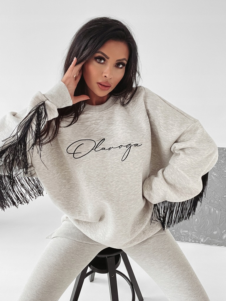Bluza oversize z frędzlami Penny Ola Voga szara