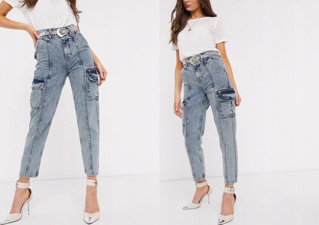 RIVER ISLAND SPODNIE JEANSOWE BOJÓWKI XS L32