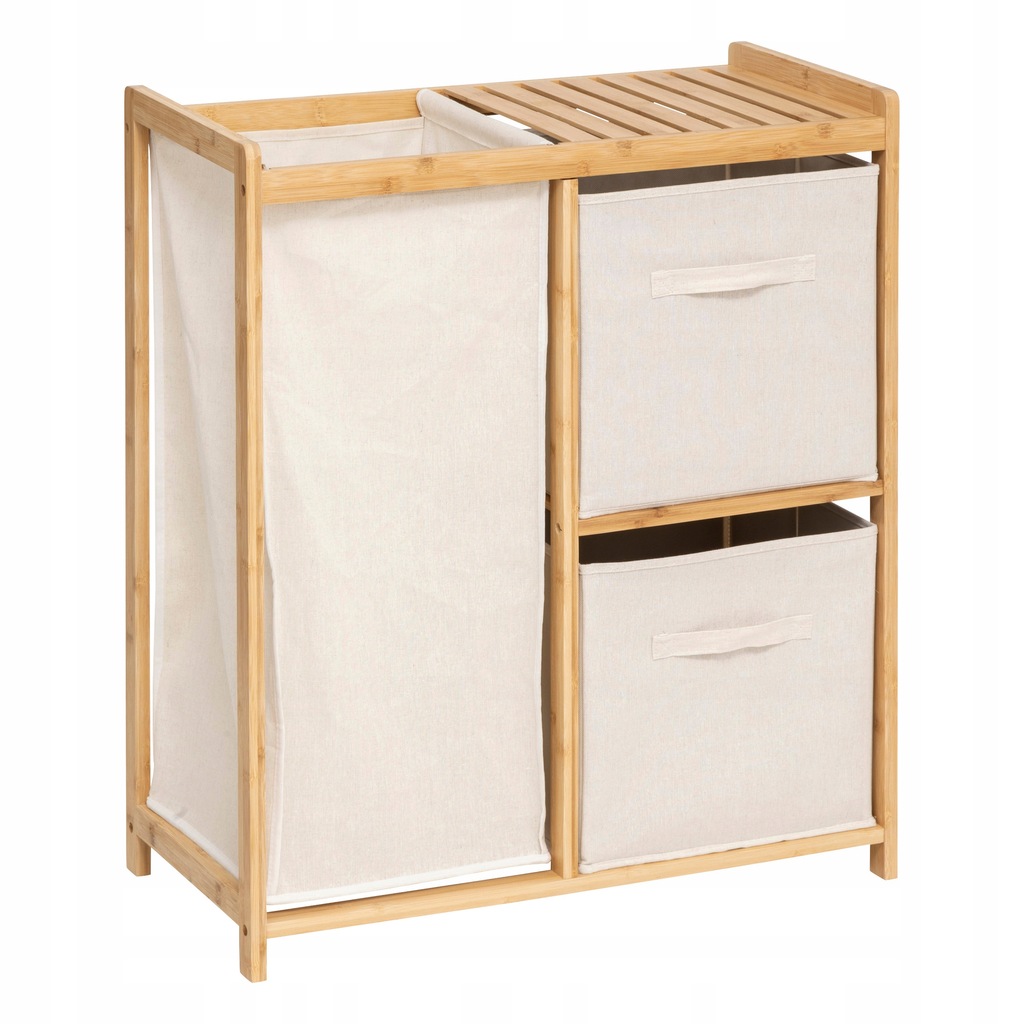 REGAŁ ŁAZIENKOWY BAMBUSOWY KOSZ NA PRANIE TIDY BOX 66 X 33,3 X 78,5 OUTLET