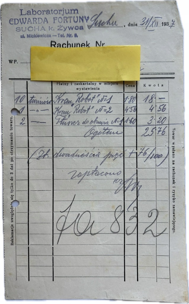 SUCHA K ŻYWIEC LABORATORIUM FORTUNY