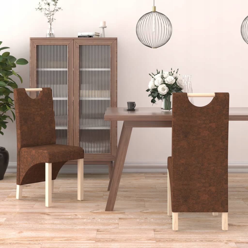 Krzesła stołowe, 2 szt., brązowe, sztuczna skóra z