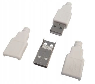 wtyk wtyczka USB typ A na kabel biała osłona 2szt