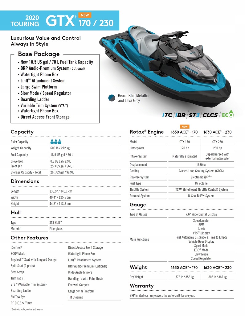 Купить Водный скутер Sea-Doo GTX 230 STD iBR НОВИНКА МОЕГО 2020 ГОДА: отзывы, фото, характеристики в интерне-магазине Aredi.ru