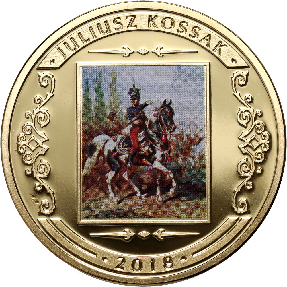 34. Polska, medal 2018, Juliusz Kossak, Gen. Dąbrowski na czele Legionów