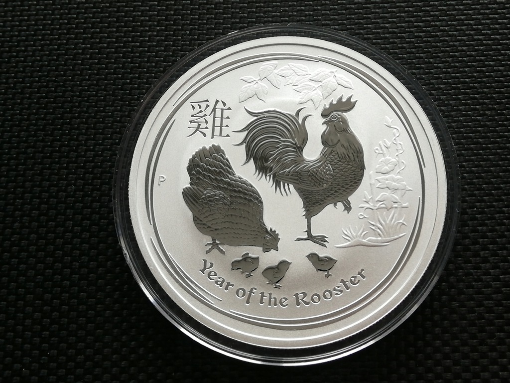 Rok Koguta 2017 Lunar Rooster 1 Oz Srebro Ag Uncja