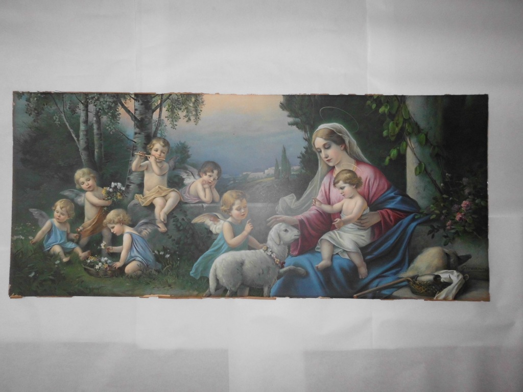 oleodruk, obraz święty syg.Giovanni lata 1880te