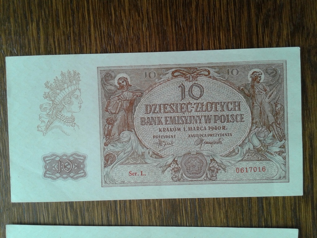 banknot Polska - -10zl. - 1940r. Stan -1