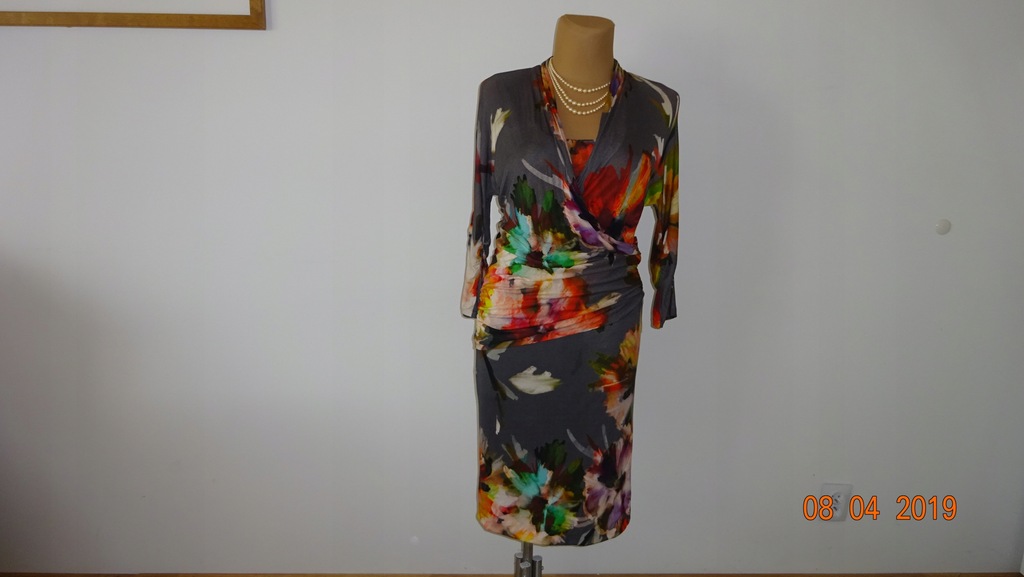 SOLAR sukienka wiskoza piękne kolory klasyka XL
