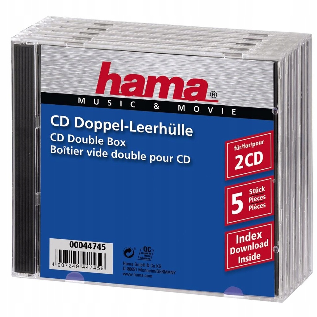 % Opakowanie CD-BOX 5 szt. podwójne /Hama