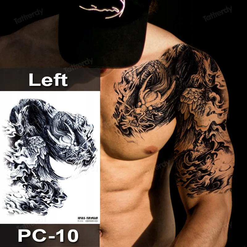 Wodoodporna naklejka tatuaż mężczyzna pół ramię Totem smoka Arm Art