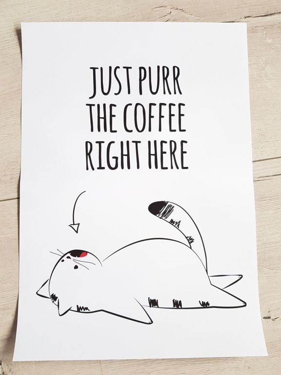 PLAKAT Just purr the coffee right hereKOT PaniKota